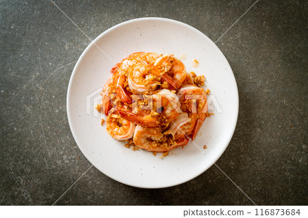 fried shrimps or prawns with garlic fried shrimps or prawns with garlic 116873684