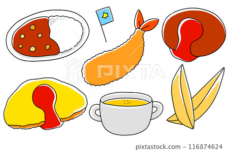 A simple and relaxed children's menu set, solid color 116874624