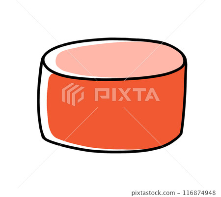 Simple, lightly sliced sausages, solid color 116874948