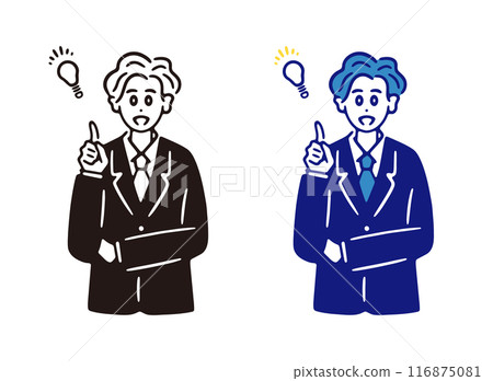 一個有靈感的辦公室工作人員的插圖，線條畫單色集 116875081