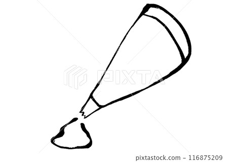 Monochrome line drawing of a brush-touched whipped cream Monochrome line drawing of a brush-touched whipped cream 116875209