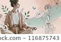 Woman in a relaxing yoga pose in stylish interior 116875743