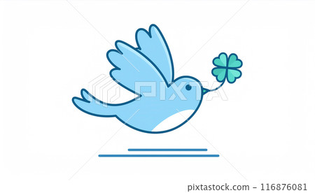 藍色的鳥和四葉草 116876081