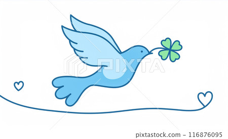 Blue bird and four leaf clover 116876095