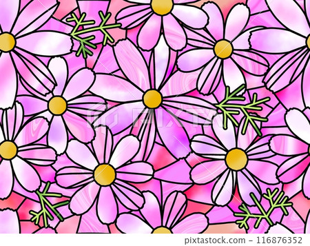 Cosmos stained glass seamless pattern C-1 116876352