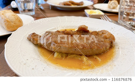 Pork steak for a fancy lunch Pork steak for a fancy lunch 116876876