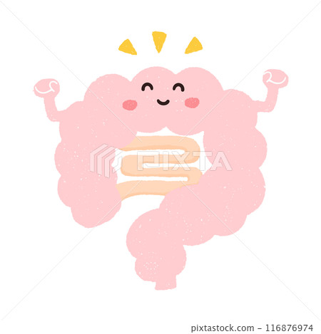 Hand drawn lively intestine character 116876974