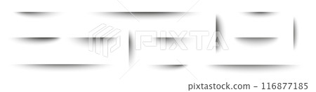 Realistic shadow box set with drop shadow effect. Round, oval, and circle shapes. Flat vector illustration on white background. Realistic shadow box set with drop shadow effect. Round, oval, and circle shapes. Flat vector illustration on white background. 116877185
