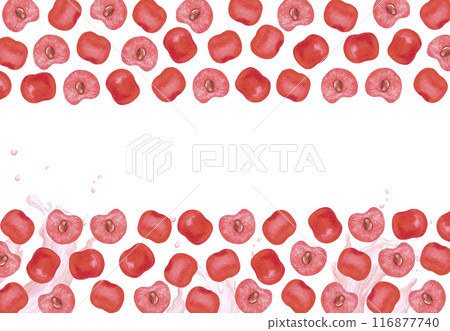 Hand drawn watercolor ripe cherries wreath frame border isolated on white background. Can be used for postcard, invitation, scrapbook and other printed products. 116877740