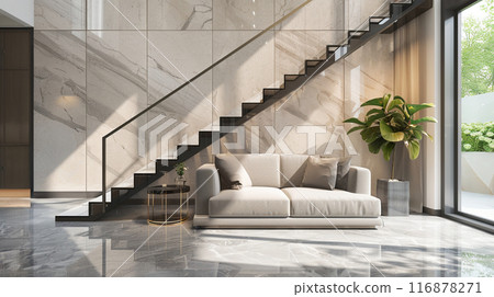 豪華現代的灰色大理石石樓梯 116878271