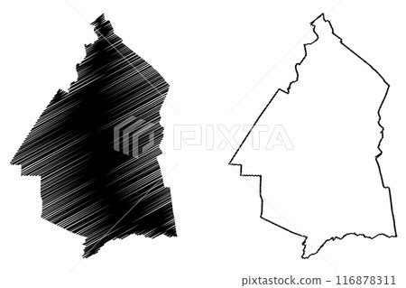 Coevorden City and municipality (Kingdom of the Netherlands, Holland, Drenthe province) map vector illustration, scribble sketch Koevern map 116878311