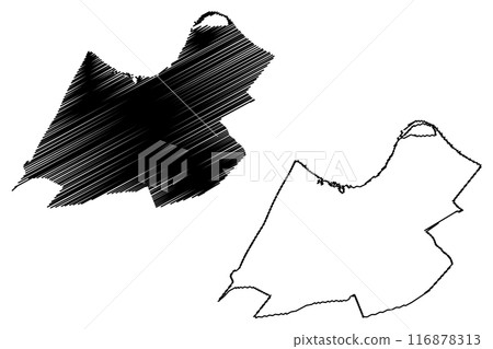 Culemborg city and municipality (Kingdom of the Netherlands, Holland, Gelderland or Guelders province) map vector illustration, scribble sketch Culemborg map 116878313