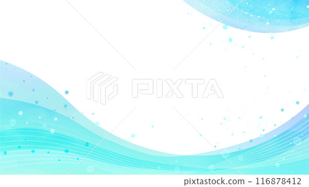 美麗的藍色框架與水彩起伏的波浪 16:9 116878412