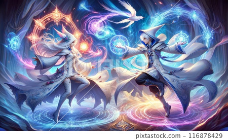 雙生精靈面對面交換魔法。 116878429