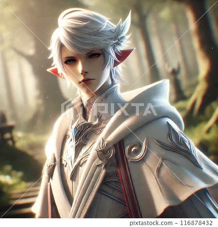 美麗的銀髮精靈男孩 116878432