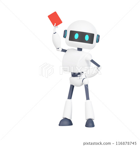 3DCG | 舉起紅牌並宣布警告、警告或處罰的機器人 3DCG | 舉起紅牌並宣布警告、警告或處罰的機器人 116878745