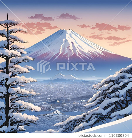 Snow and Mount Fuji 116880804