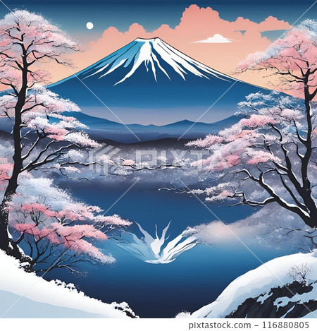 Mount Fuji with cherry blossoms 116880805