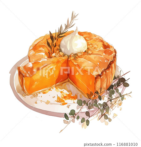 A slice of pumpkin pie with whipped cream on top, thanksgiving day 116881010