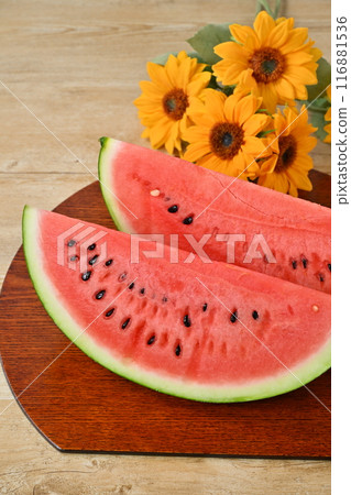 Summer watermelon, watermelon, fruit, a symbol of summer. Summer watermelon, watermelon, fruit, a symbol of summer. 116881536