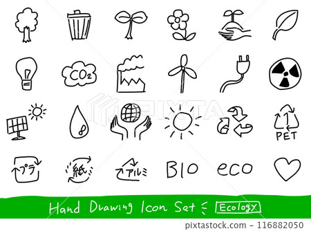 Hand-drawn icon set of ecology images Hand-drawn icon set of ecology images 116882050