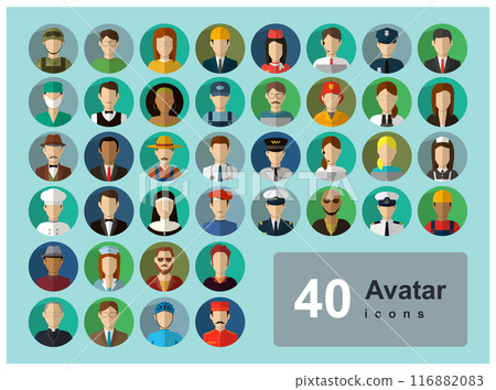Occupation icon set. People of different occupations. Professions set. Avatar icons. Vector Occupation icon set. People of different occupations. Professions set. Avatar icons. Vector 116882083