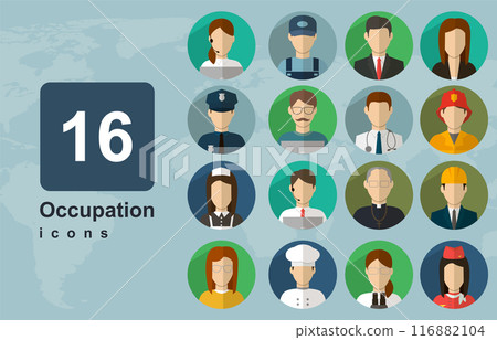Occupation icon set. People of different occupations. Professions set. Avatar icons. Vector Occupation icon set. People of different occupations. Professions set. Avatar icons. Vector 116882104