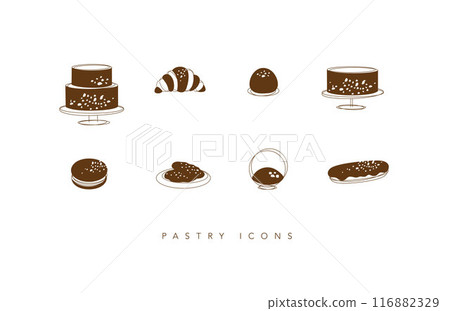 Dessert icons beige Dessert icons beige 116882329