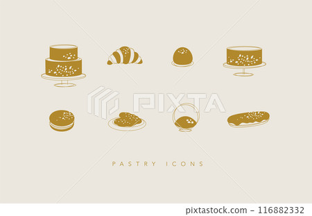 Dessert icons beige color Dessert icons beige color 116882332