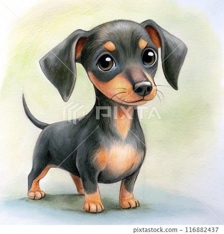 Cute black Chiweenie or chihuahua dog standing 116882437
