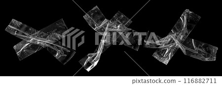 adhesive plastic tape set isolated on black background 116882711