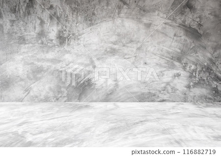 Empty gray concrete floor studio room background Empty gray concrete floor studio room background 116882719
