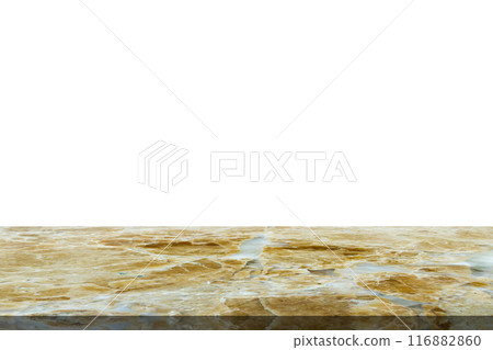 Brown marble stone table top isolated on white background for product display Brown marble stone table top isolated on white background for product display 116882860