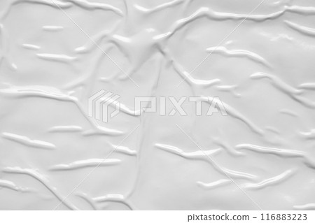white crumpled and creased plastic bag texture background 116883223