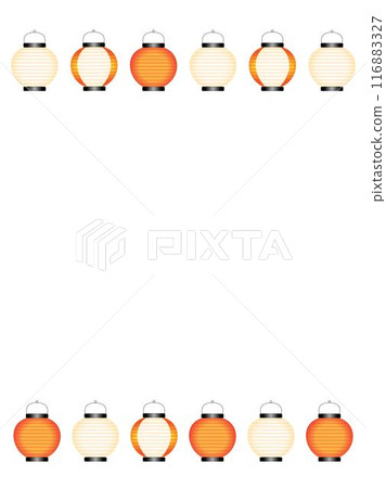 Vertical background frame with illustrations of round lanterns Vertical background frame with illustrations of round lanterns 116883327