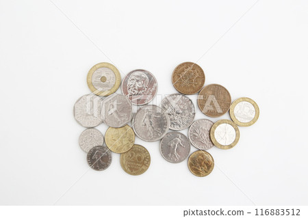 小舊世界貨幣系列法郎採取白色背景 116883512