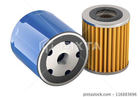 Car oil filters, closeup. 3D rendering 116883696