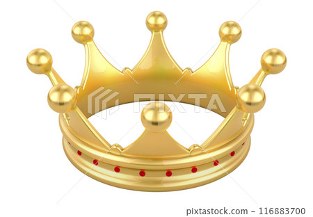 Gold Royal Crown, closeup. 3D rendering 116883700