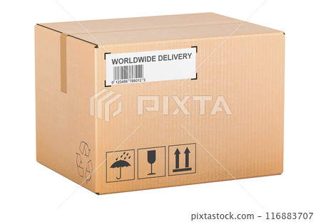 One Parcel, cardboard box. 3D rendering 116883707