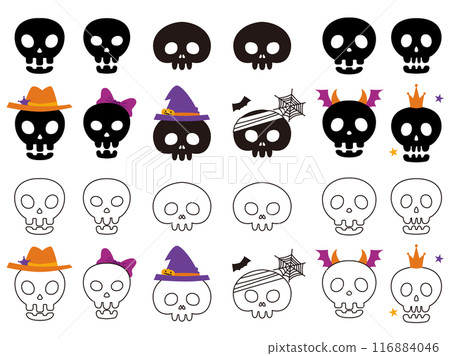 可用於萬聖節的可愛頭骨插圖集 116884046
