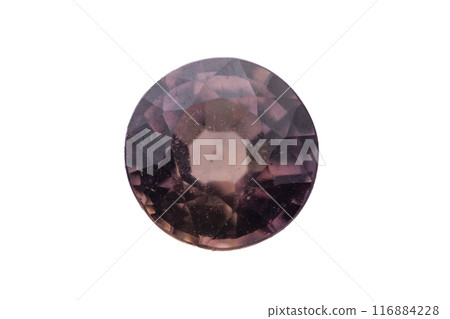 natural purple sapphire gem on the isolated white background 116884228