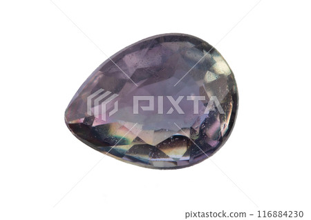 natural purple sapphire gem on the isolated white background 116884230