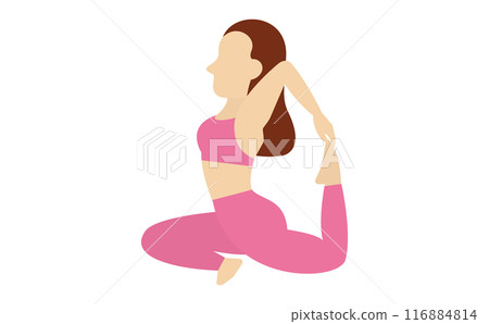 Illustration of a woman wearing sportswear doing yoga poses 116884814