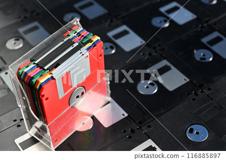Vintage colored floppy disks Vintage colored floppy disks 116885897