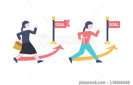 Woman running towards the goal 116886086