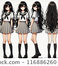 這是一個有著黑色長髮的女高中生的插圖。 116886260