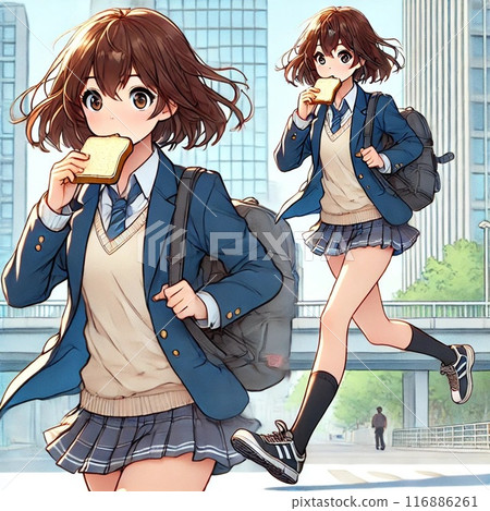 我是一名棕色短髮的高中女生。 我是一名棕色短髮的高中女生。 116886261