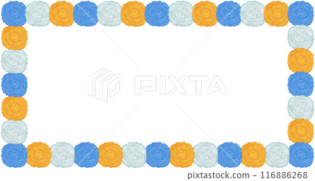 花紙紙花框藍色、黃色、白色 116886268