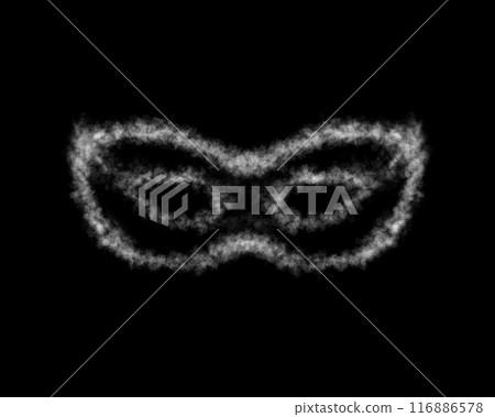 Mask superhero or villain, realistic transparent smoky. Face or eye mask, template. Smoke screen. Simple robber. Vapor. Png 116886578
