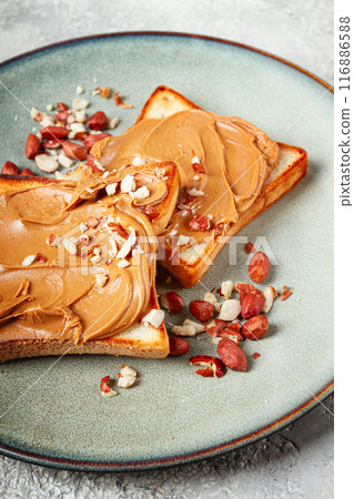 peanut butter toast, top view, breakfast, no people, 116886588